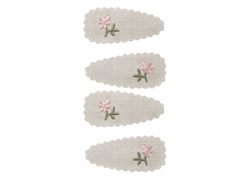 Lil Atelier shadow gray flower embroidery hair clips (4-pack)